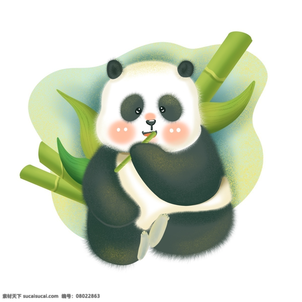 绿色 清新 珍稀 动物 大熊猫 中国 卡通 可爱 竹子 珍稀动物 保护 熊猫