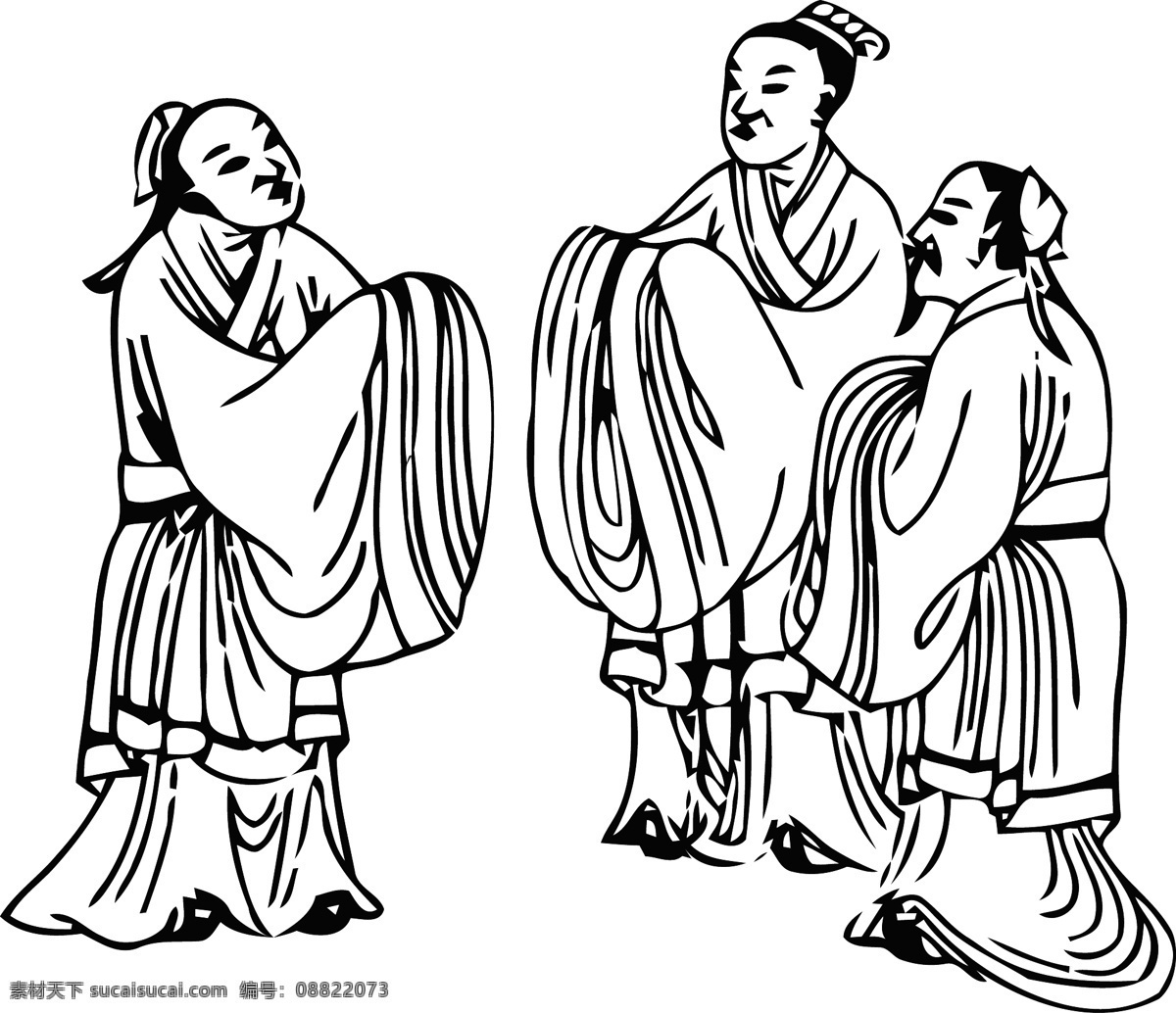 三 人 作揖 三人行 古人 人物 线条 三人作揖 矢量图 矢量人物