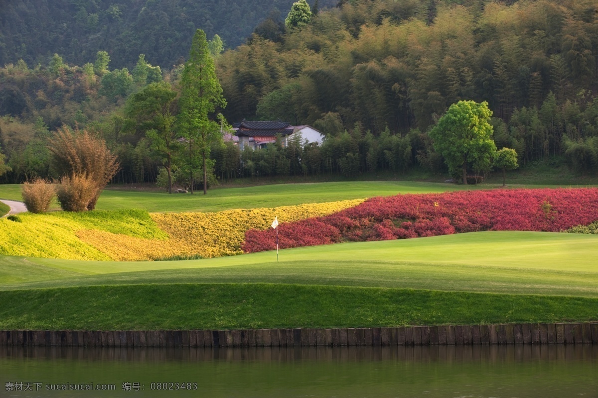 高尔夫球场 风景 球场 高尔夫 绿色 建筑园林 园林建筑 果岭 球道 草地 运动 黑色