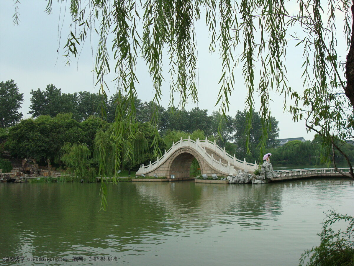 公园 里 美丽 石拱桥 垂柳 水面 仙人桥 风景 生活 旅游餐饮