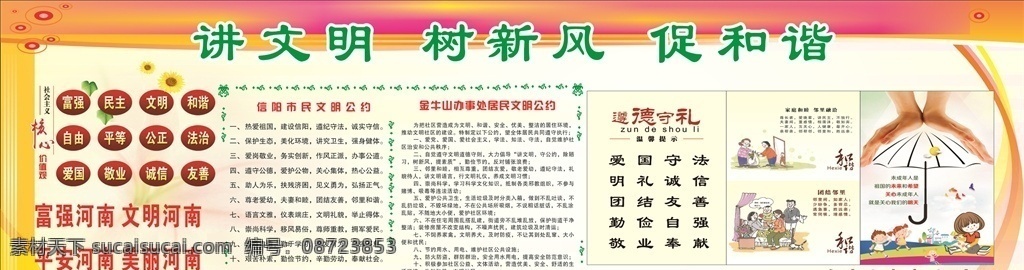 社会文明展板 社会 核心 爱国 敬业 公约 展板展架 遵德守礼 文明公约 宣传栏 展板模板