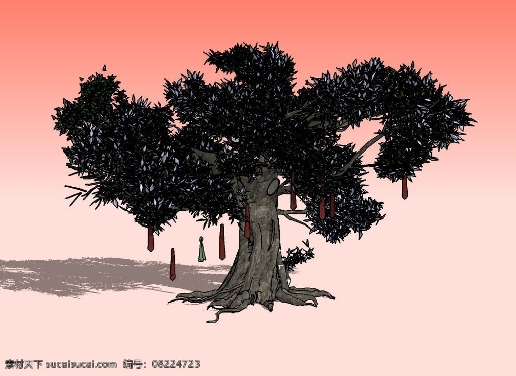 神树3d模型 树蔸 树根 树干 树枝 树叶 植物 三维 立体 skp模型 poss 造型 经典 装饰 精模 3d模型精选 其他模型 3d设计模型 源文件 skp