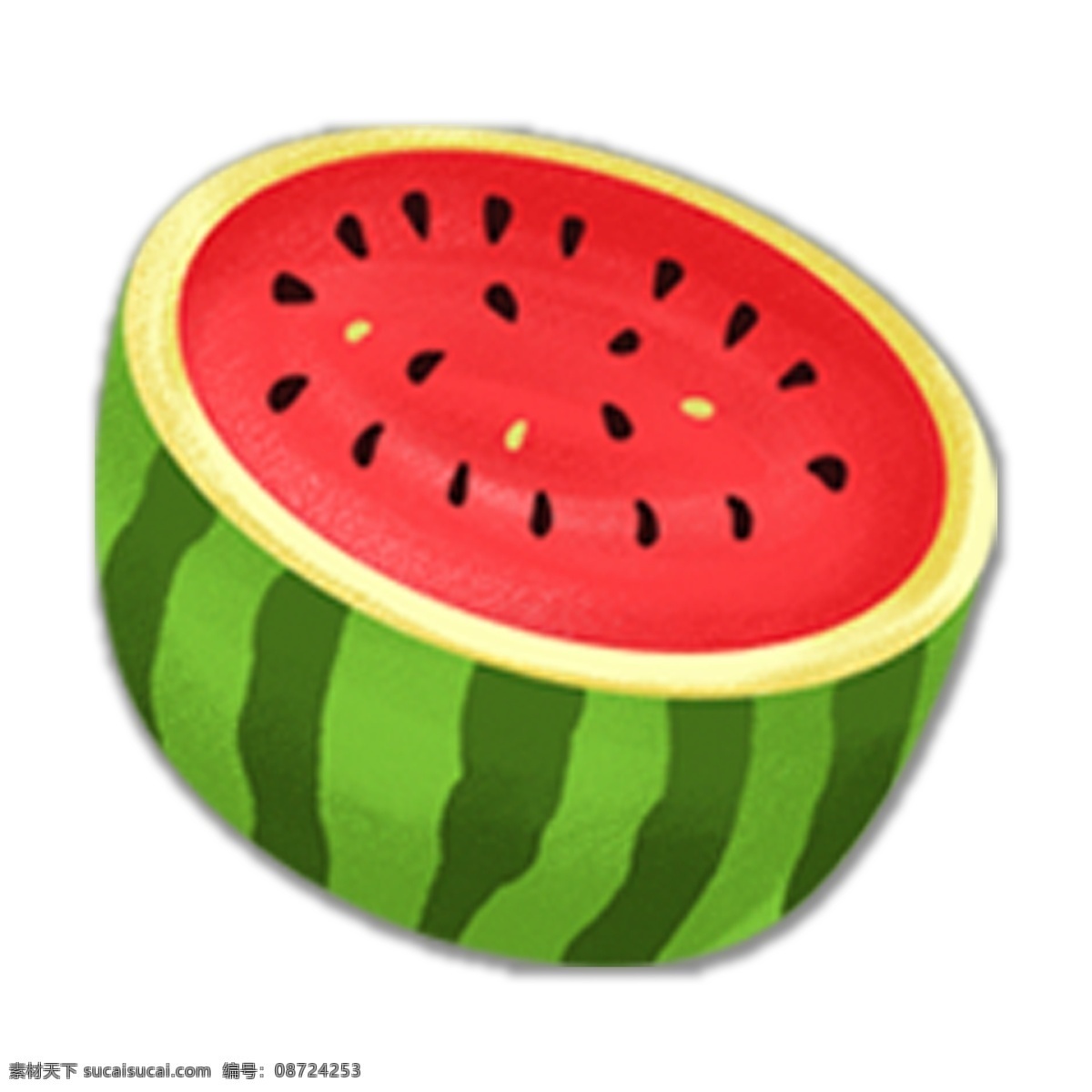 简约 夏季 绿色 西瓜 水果 透明 可爱 png元素 免抠元素 透明素材