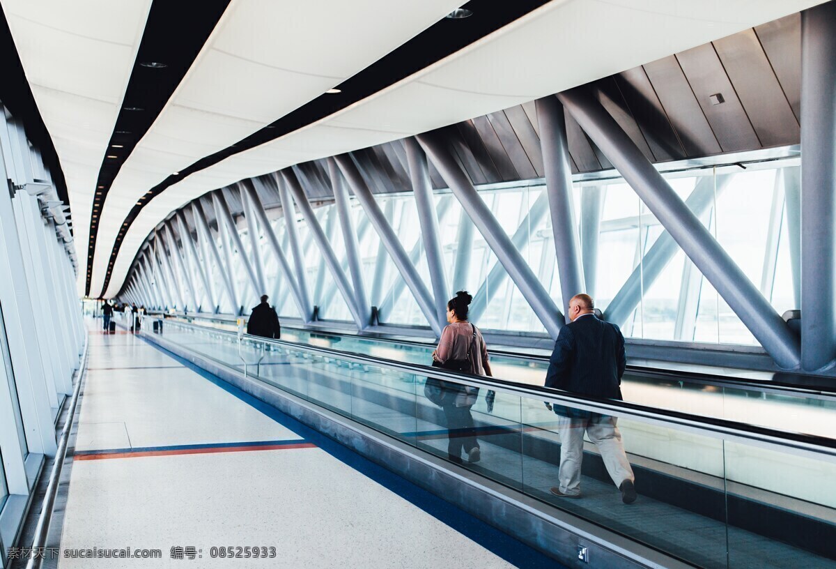 机场 旅行 交通 人 走 结构 新机场 电扶梯 现代科技 交通工具