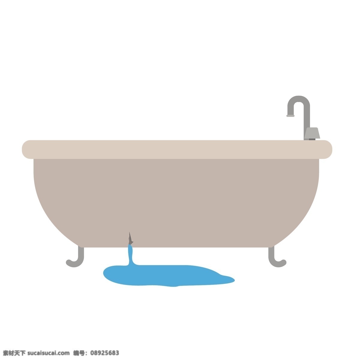 浴缸 漏水 矢量 浴缸漏水 漏水的 漏水的浴缸 卡通 卡通浴缸 浴缸破了 破了的浴缸 裂开