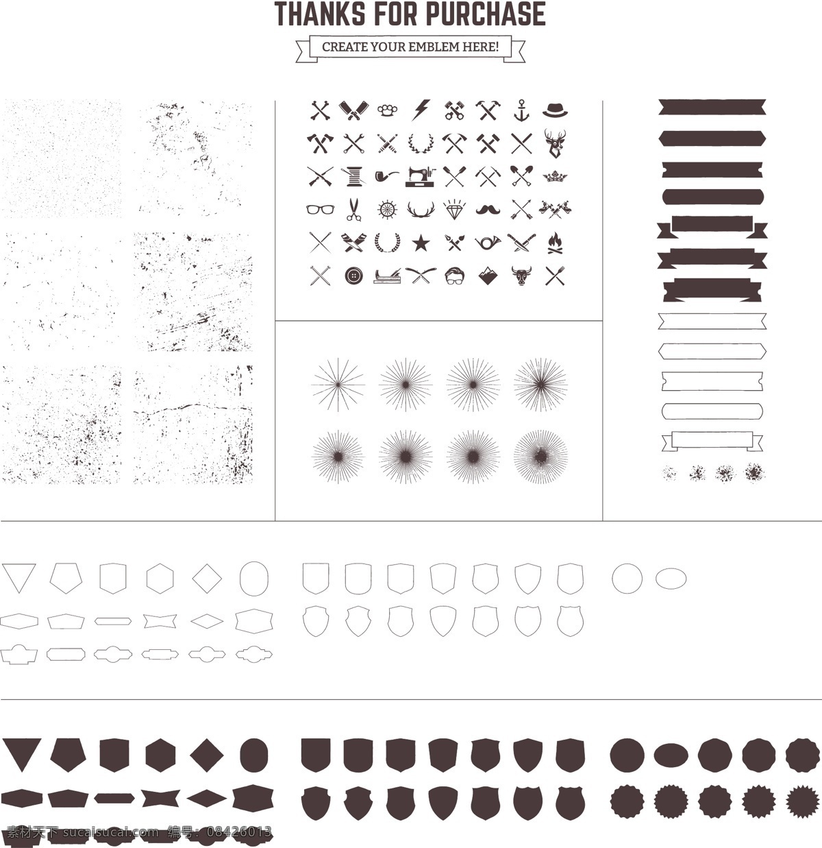 元素 集合 设计元素 盾牌 徽章 白色