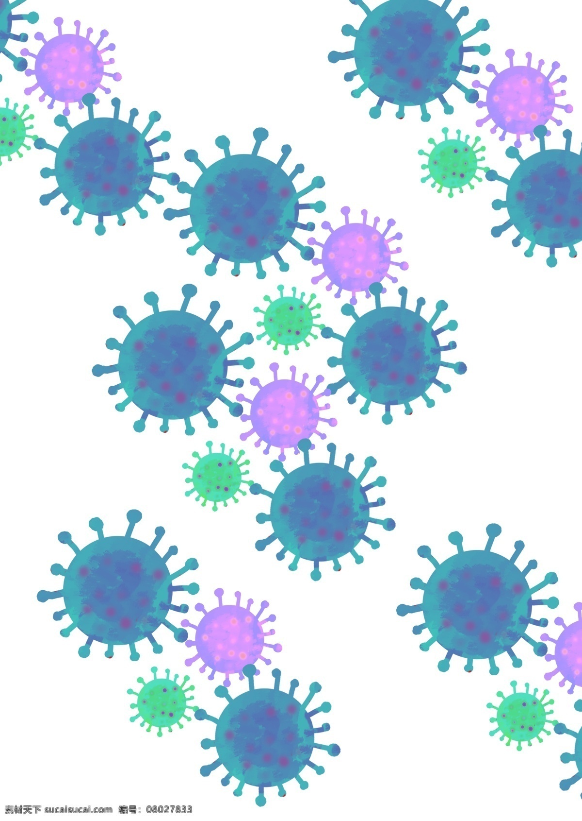 病毒 病毒素材 圆形病毒 新型冠状病毒 病菌 细菌 微生物 流感 感冒 卡通设计