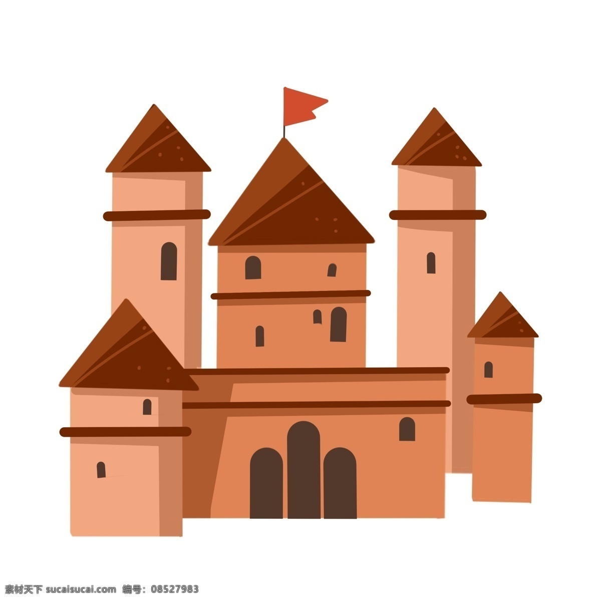 橙色 城堡 装饰 插画 橙色的栅栏 粉色的房檐 漂亮的城堡 古风城堡 建筑城堡 城堡住房 城堡插画