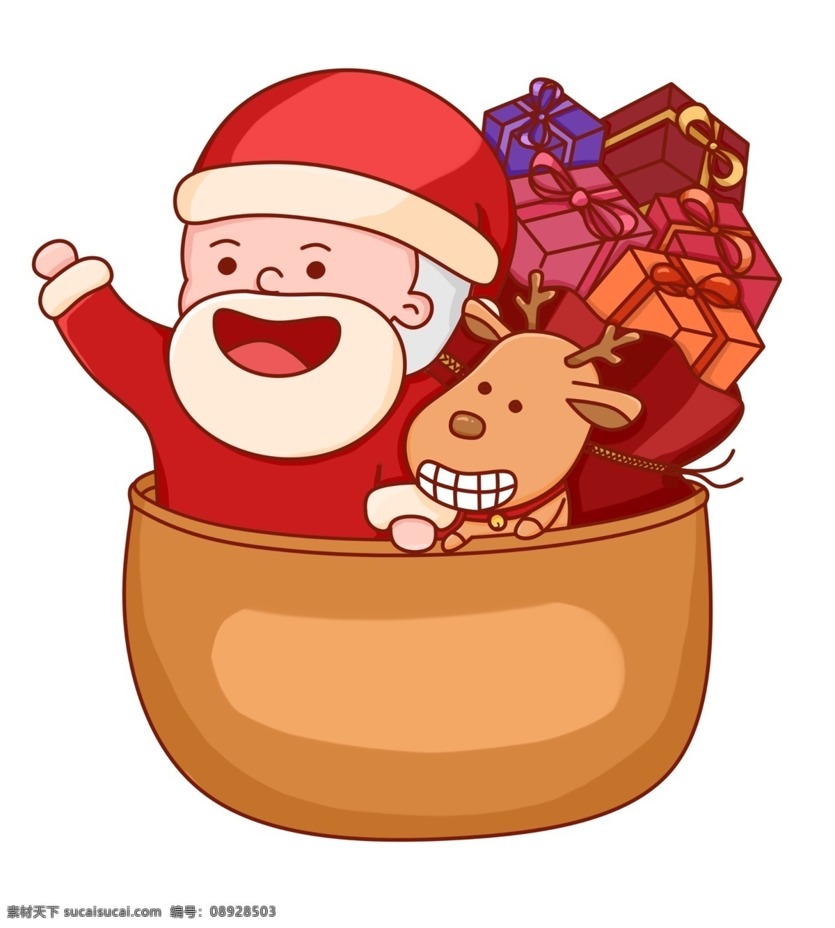 圣诞 圣诞节 夜 圣诞树 圣诞老人 卡通 可爱 红色 免 扣 圣诞夜 礼品 袋子 小鹿 热气球 卡通可爱 萌萌哒 免扣