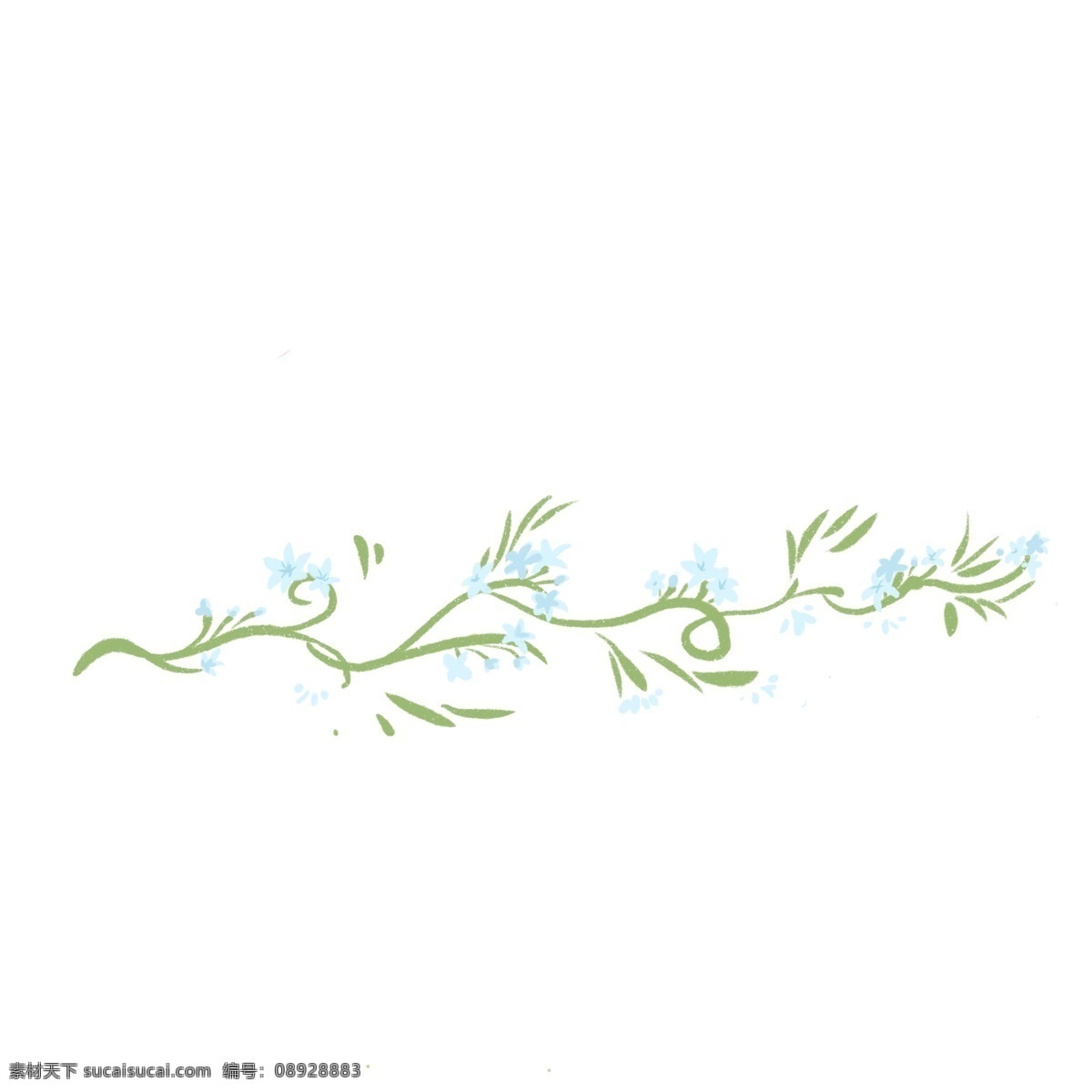 蓝色 春天 花 藤 插画 蓝色的花朵 卡通插画 花藤插画 藤蔓插画 绿叶插画 花朵插画 绿色的藤条