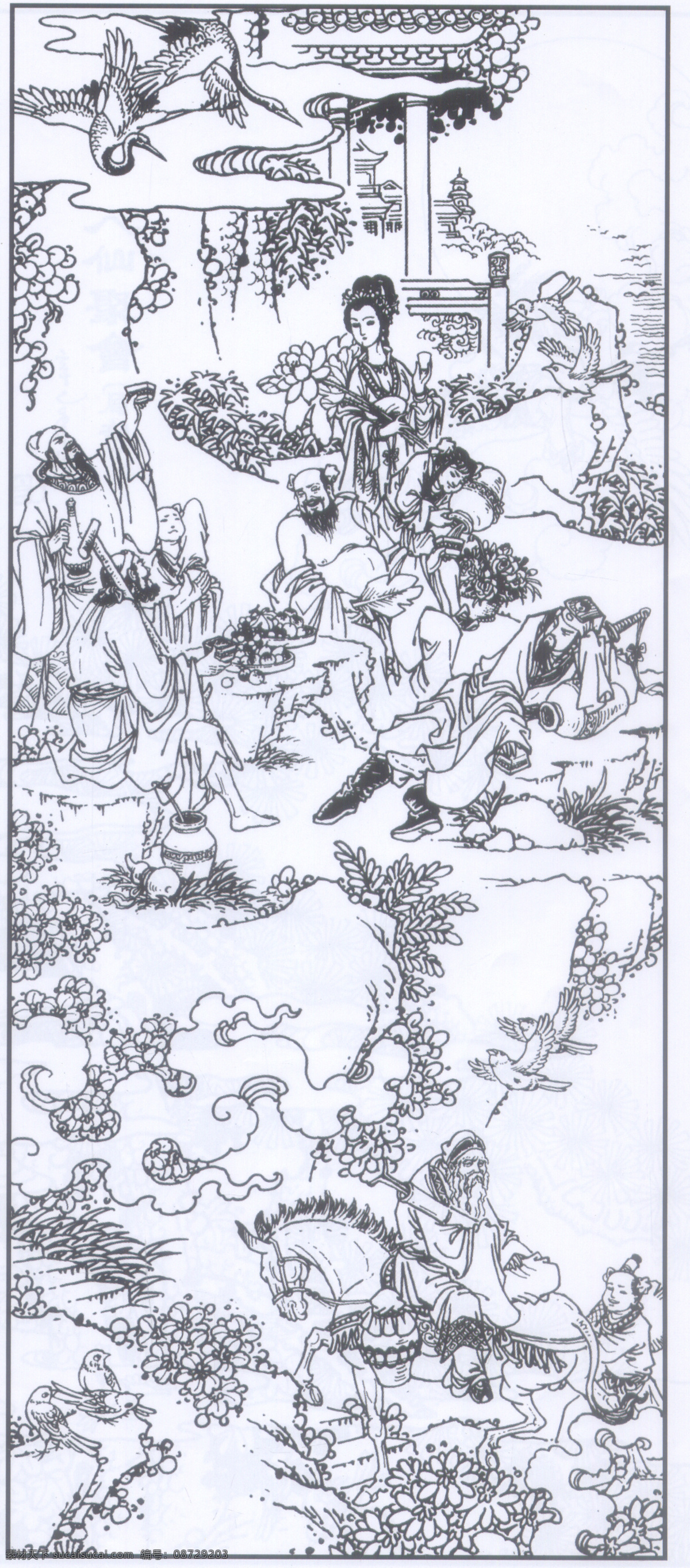 指点迷津 八仙 神仙 鹤 山水 石头 线描 工笔画 黑白 白描 线条 陈金莺 矢量 陈金 莺 工笔 画册 绘画书法 文化艺术