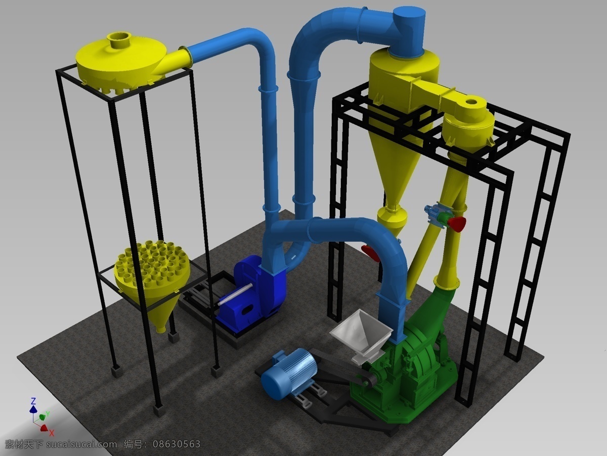 粉免费下载 粉碎机 分级机 3d模型素材 建筑模型