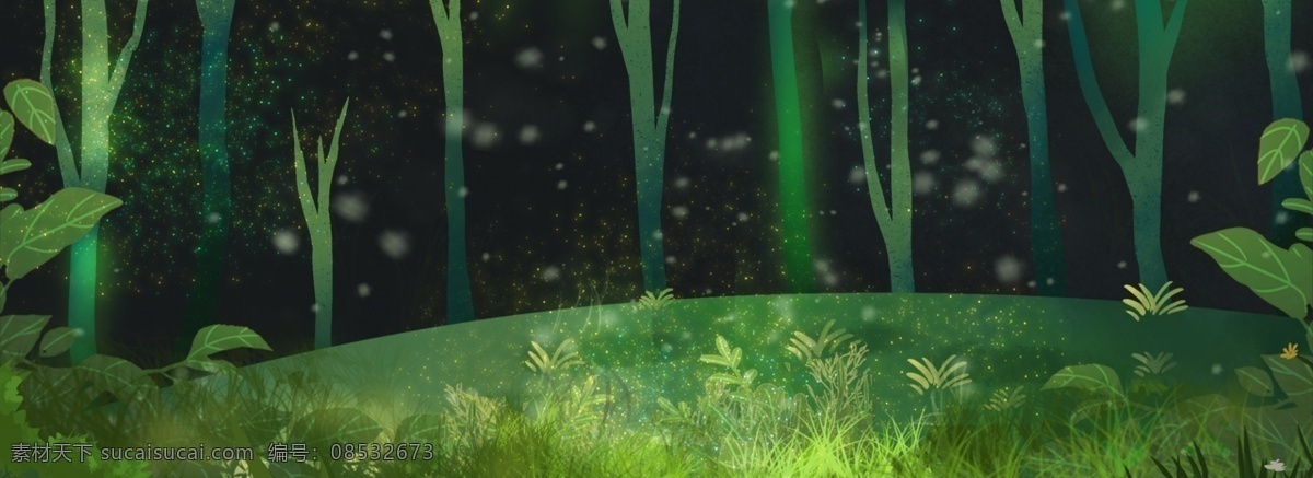 萤火虫 森林 背景 夜景 简约 唯美 文艺 清新 质感 纹理