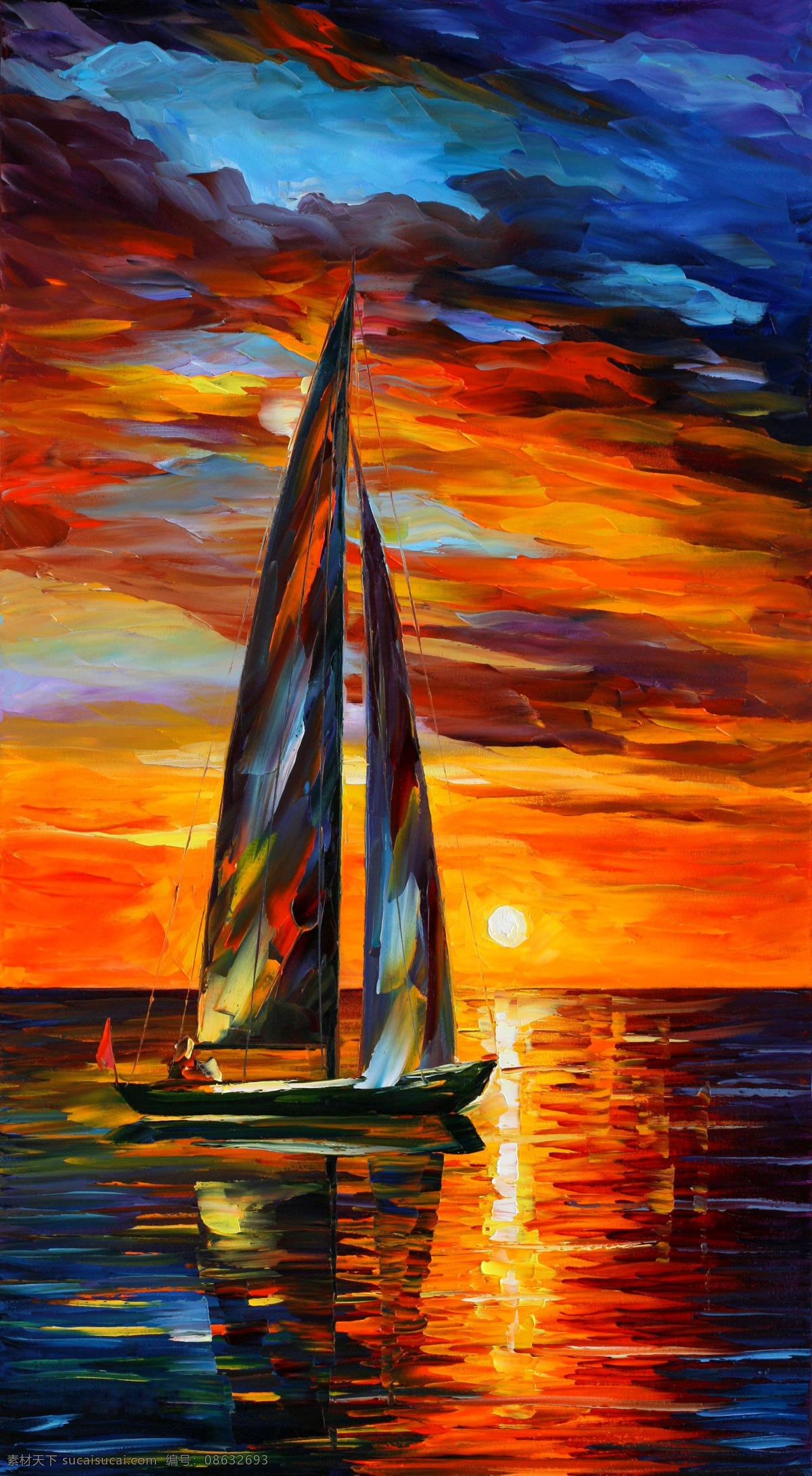 油画帆船 油画轮船 油画 帆船 船 风景图 傍晚 文化艺术 绘画书法
