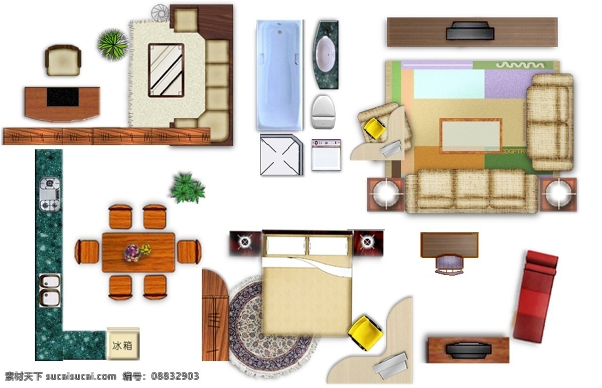 彩屏 图 块 地板 电视 家具 彩屏图块 psd源文件