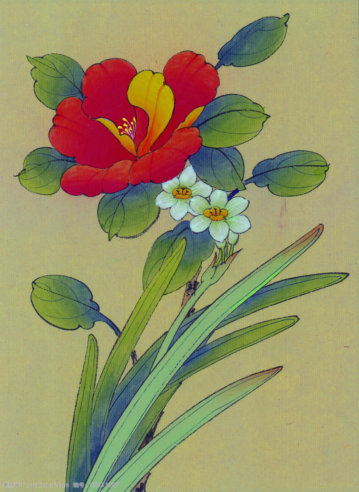 中国 风 花 牡丹 芍药 桃花 喜鹊 小鸟 中国风 中华艺术绘画 文化艺术
