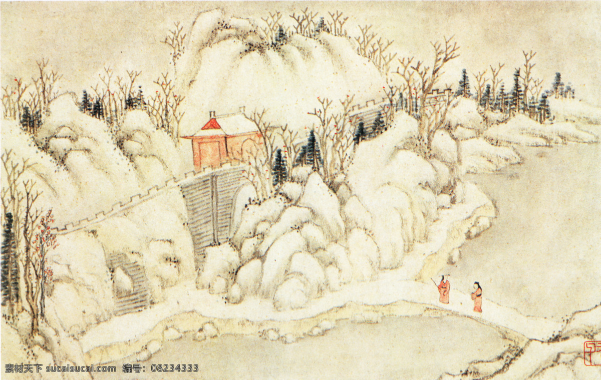 山水 名画 书画 金陵 八景 图 二部 分 古画 山水画 书画真迹 中国水墨画 金陵八景图 名家郭存仁 文化艺术