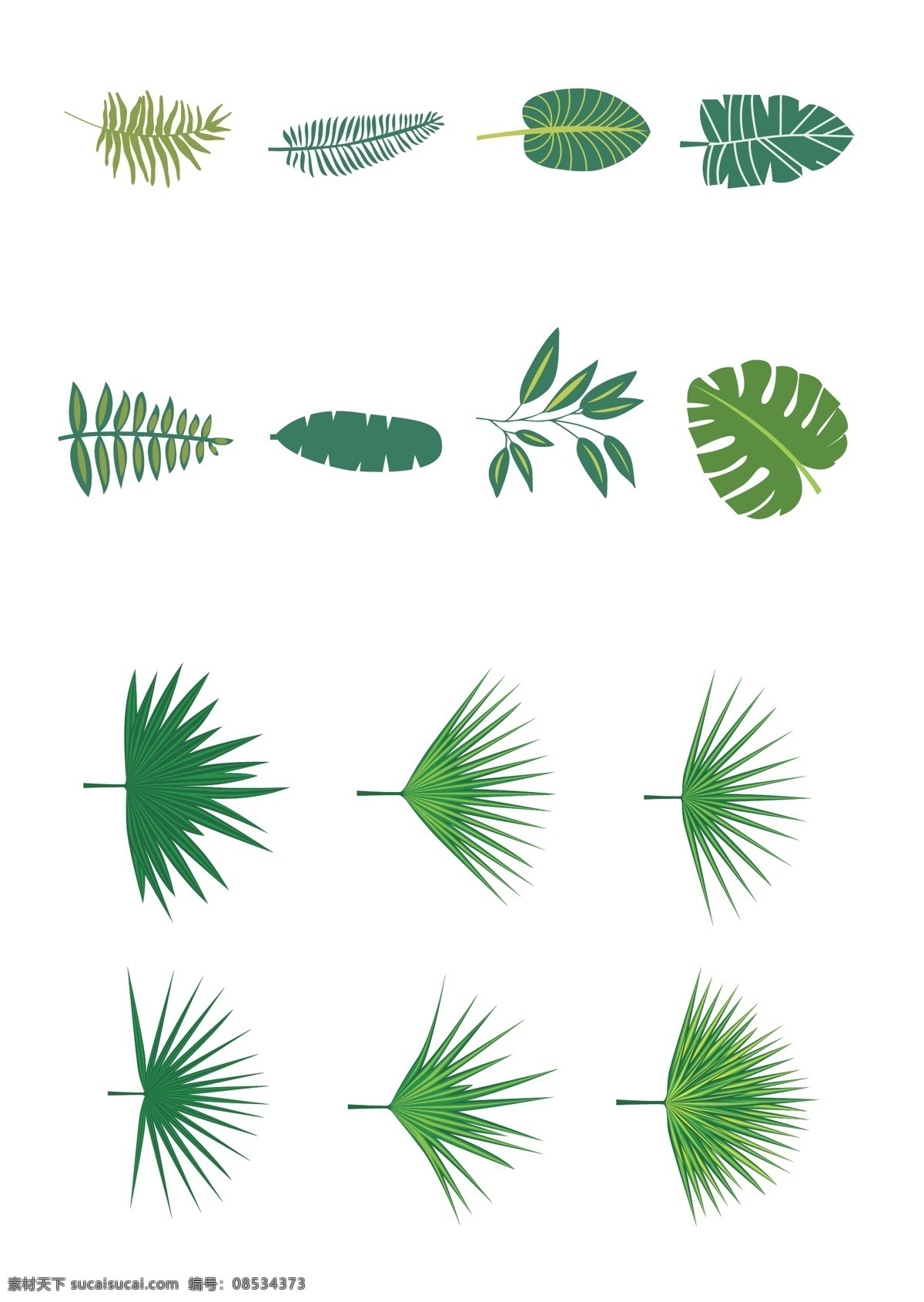 手绘 热带 植物 绿叶 底纹边框 花边花纹