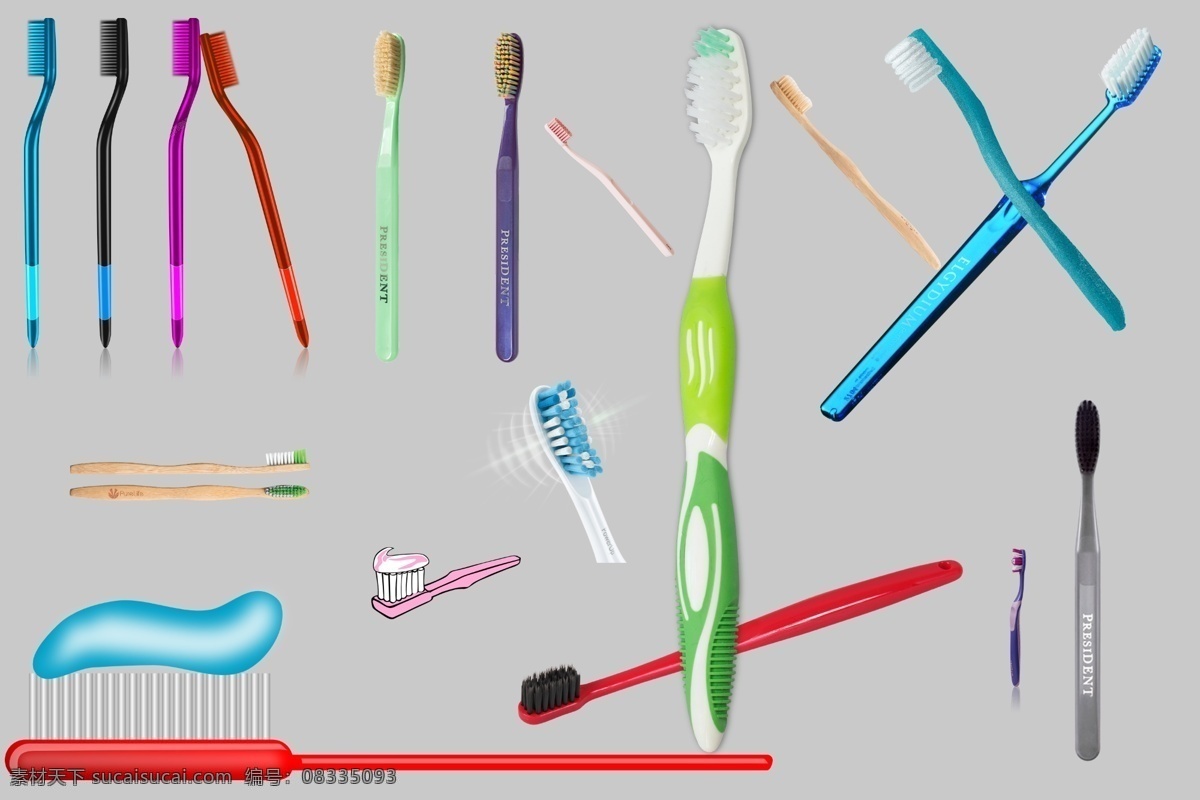png素材 透明素材 抠图 png抠图 牙膏 刷牙 儿童牙刷 洗漱 洗漱用品 电动牙刷 分层