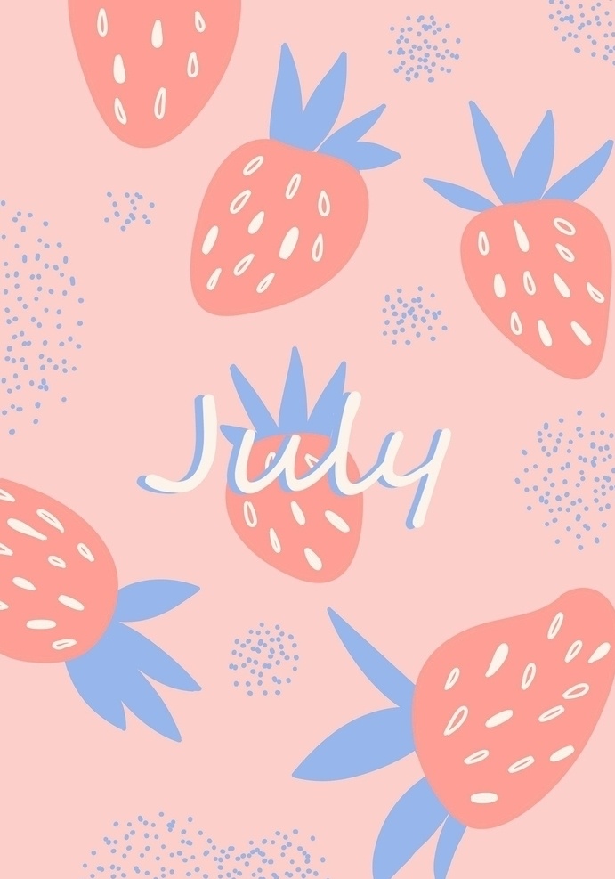 草莓 七月 夏天 粉红色 浆果 模式 吃 维生素 插画 分享 底纹边框 背景底纹