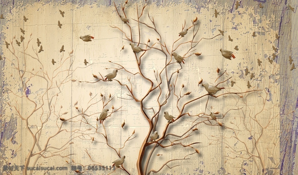 花鸟画 工笔花鸟 背景墙图片 背景墙 电视背景墙 现代背景墙 中式背景墙 分层