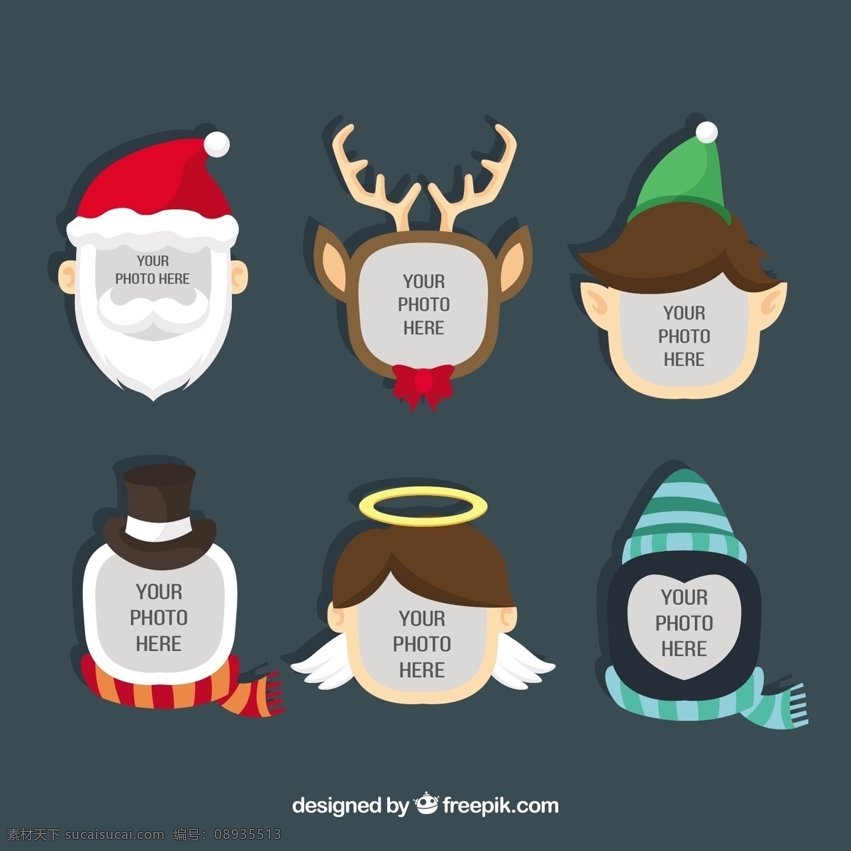 圣诞节 模板 圣诞快乐 冬天 天使 快乐 圣 克劳斯 头像 圣诞老人 庆祝 父亲的节日 雪人 驯鹿 企鹅 节日快乐 精灵 季节 灰色