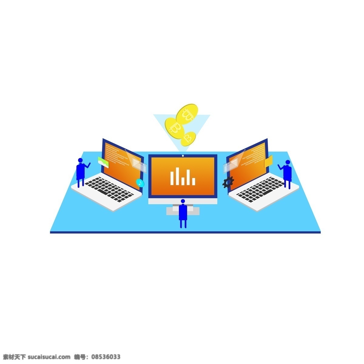 d 元素 商用 办公 电脑 比特 币 科技 风 比特币 2.5d