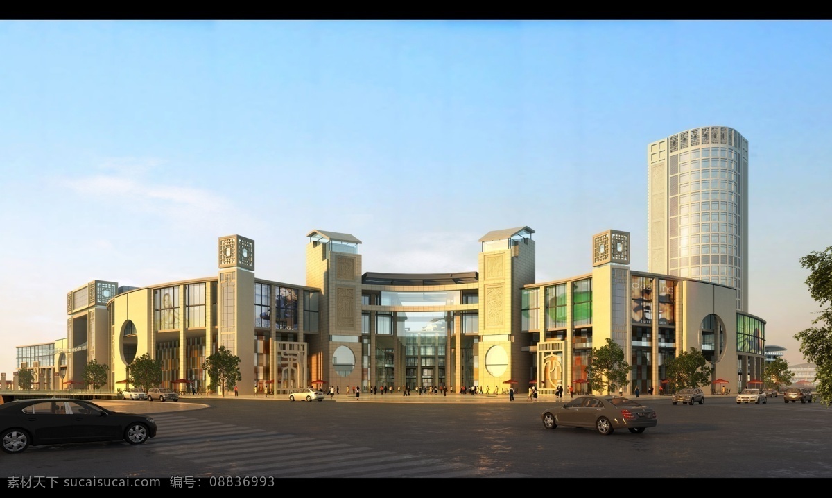城市 商业 中心 建筑 景观 图 建筑效果图 建筑设计 景观设计 办公楼 外观效果图 建筑后期制作 效果图 商场 外观 环境设计 商业中心