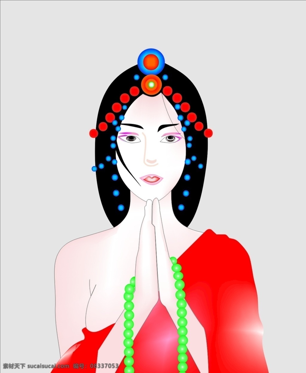 美人如玉 动漫美女 原文件画 佛系人物画 藏族人物画