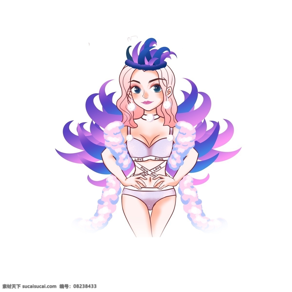 巴西 狂欢节 舞者 女人 手绘 模特 性感 服装 跳舞 商用 卡通