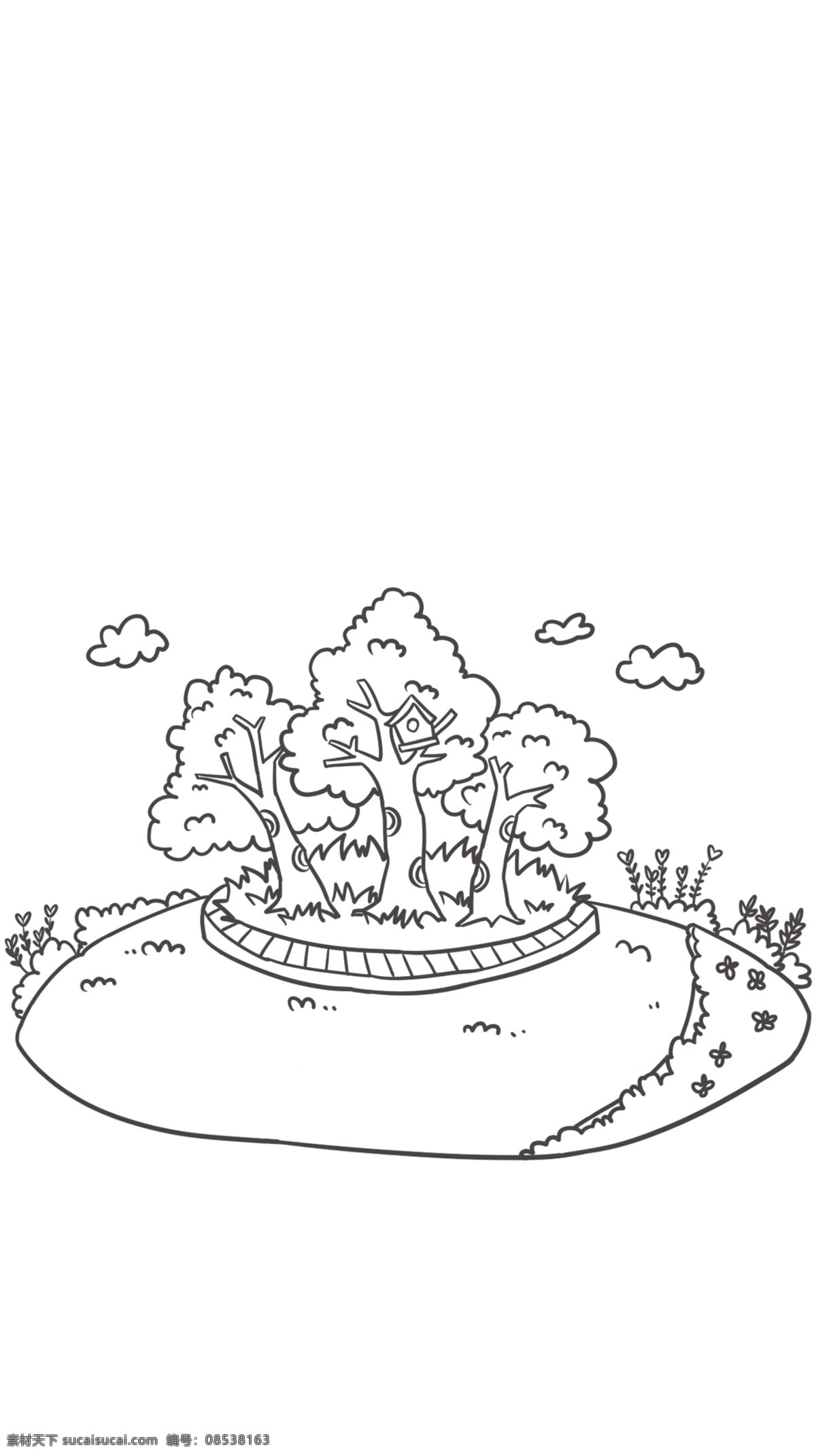 手绘 线条 风景 公园 手绘风景 线条风景 扁平 扁平风景 线描 ps 手绘公园 动漫动画 风景漫画
