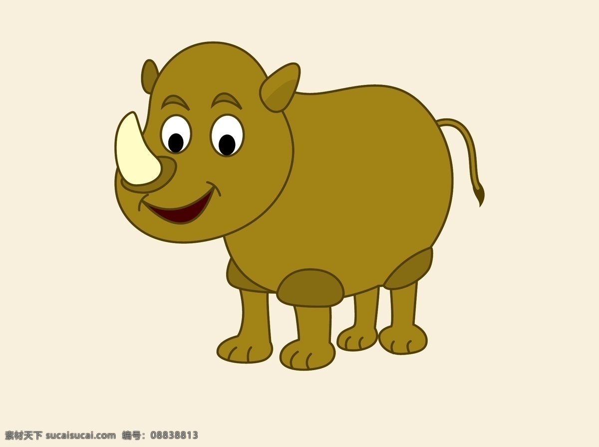 卡通犀牛素材 犀牛素材 犀牛 卡通动物素材 卡通角色 白色