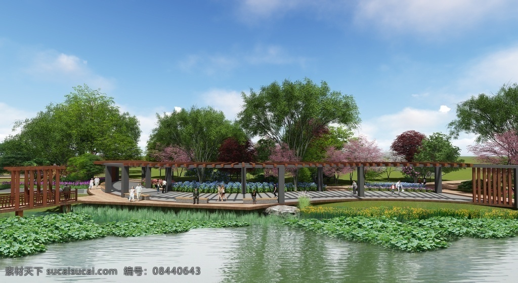 廊架效果图 景观 廊架 节点 水系 环境 环境设计 景观设计