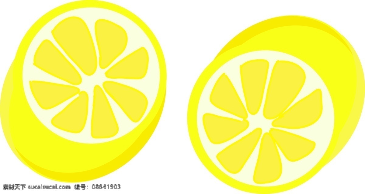 切开的柠檬 矢量图 黄色果肉 图案 柠檬片