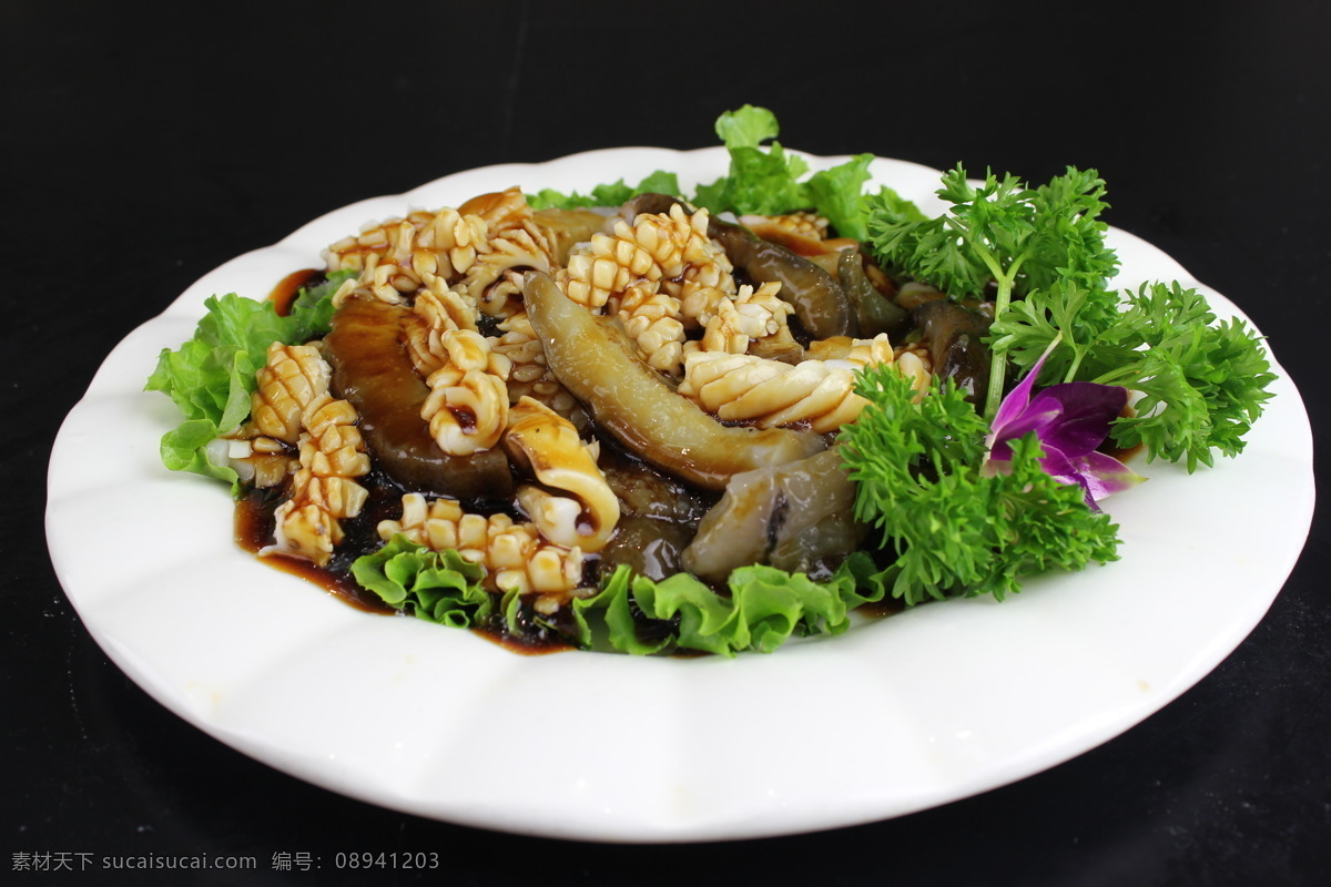 烧三鲜 鱿鱼卷 鱿鱼 海鲜 三鲜 餐饮美食 传统美食