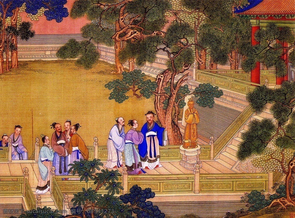 古代人物画 古画 古代 建筑 人物 书 房子 绘画书法 文化艺术
