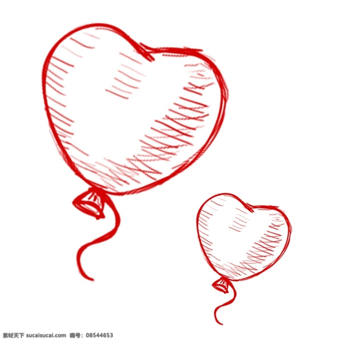 红色 喜庆 气球 卡通 透明 插画 免扣素材 透明素材 浪漫 心形气球 卡通素材