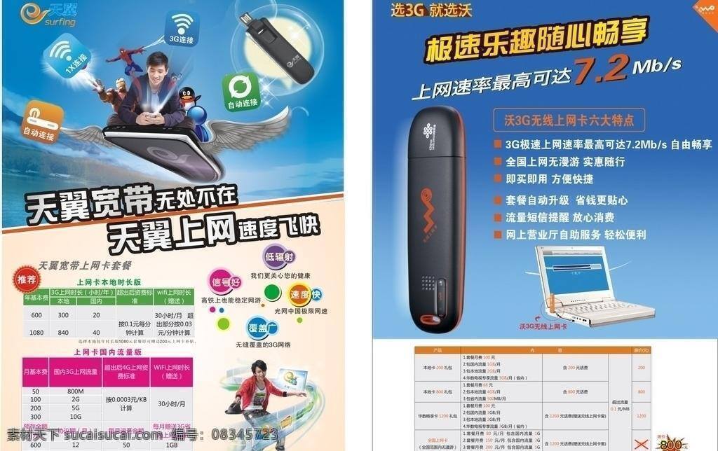 电信免费下载 dm宣传单 彩页 电信 宽带 联通 上网卡 帅哥 天翼 联通彩页 沃3g 速速快 矢量
