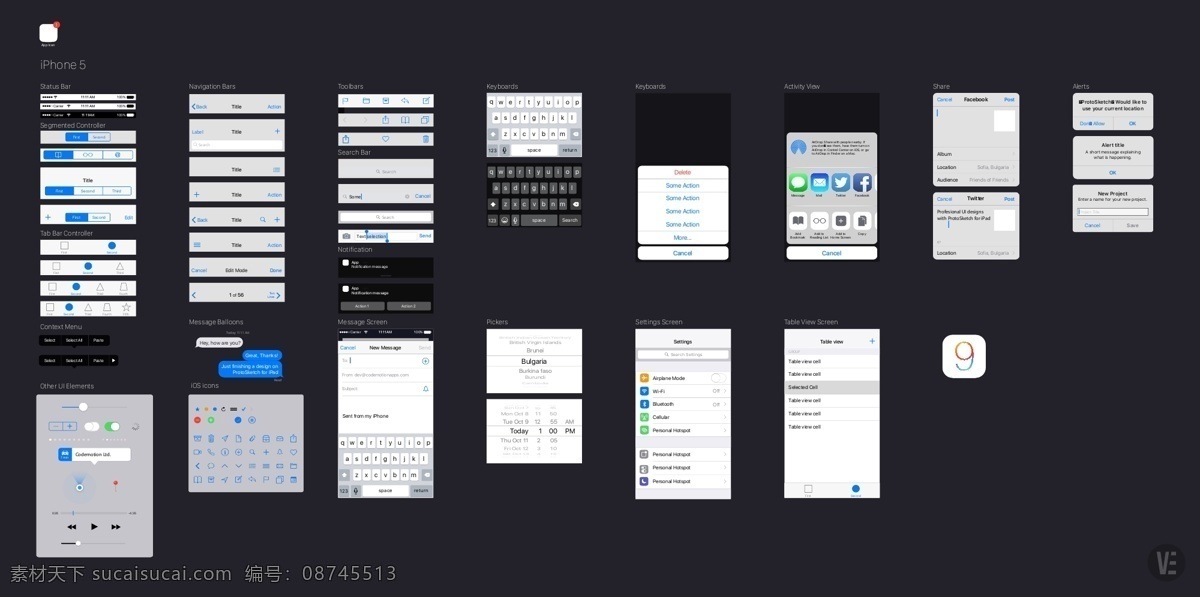 ios9 矢量 uikit ios app ui模板 ui工具包 苹果 移动界面设计 手机界面