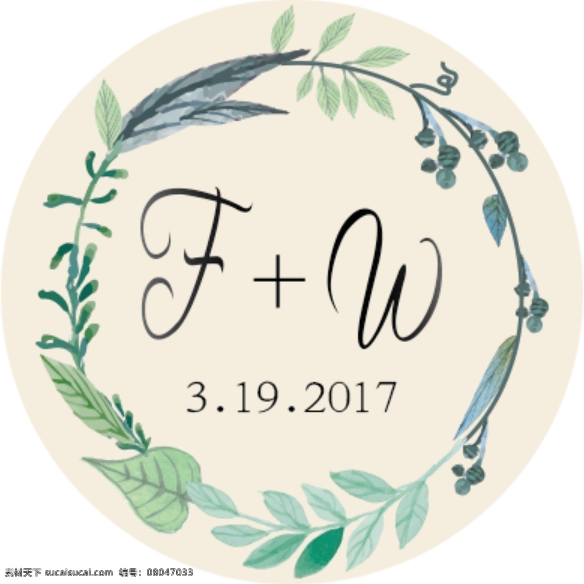 婚礼 徽章 婚礼小徽章 婚礼logo famp w字母设计