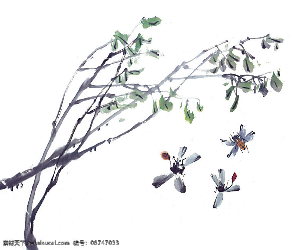 水墨画 蝗虫 昆虫 蚂蚱 蛐蛐 知了 中华艺术绘画 文化艺术