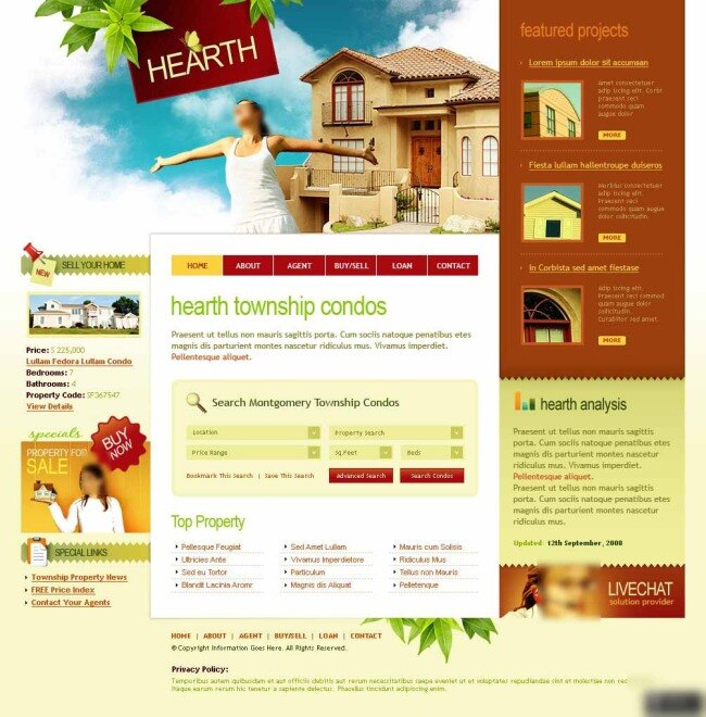 公寓 服务 网页模板 别墅 美女 美丽健康 公寓服务 公寓网页模板 网页素材