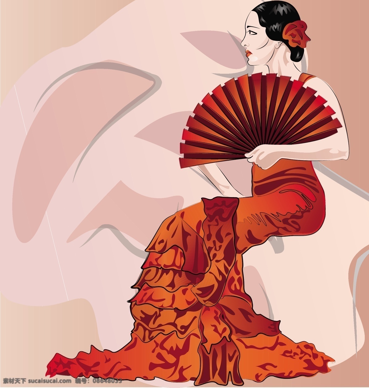手 折扇 女人 eps格式 女性 扇子 矢量人物 矢量素材 矢量 矢量图