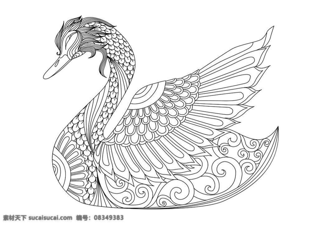 卡通 天鹅 漫画图片 卡通动物漫画 矢量动物插画 动物插图 线形动物 陆地动物 生物世界 矢量素材
