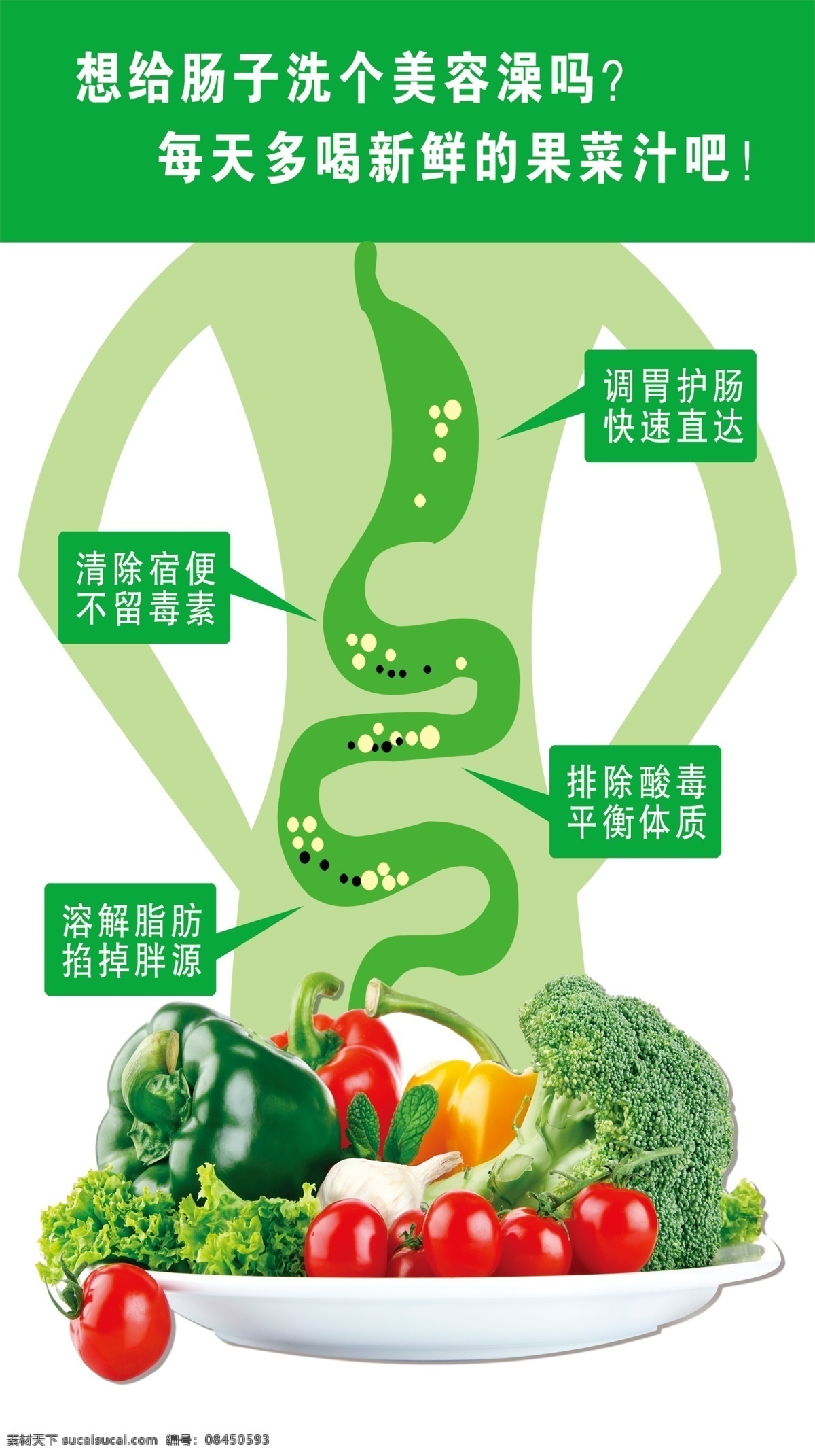 人体肠道图 肠子 瓜果 蔬菜 救命蔬菜 灌肠 咖啡 广告 海报
