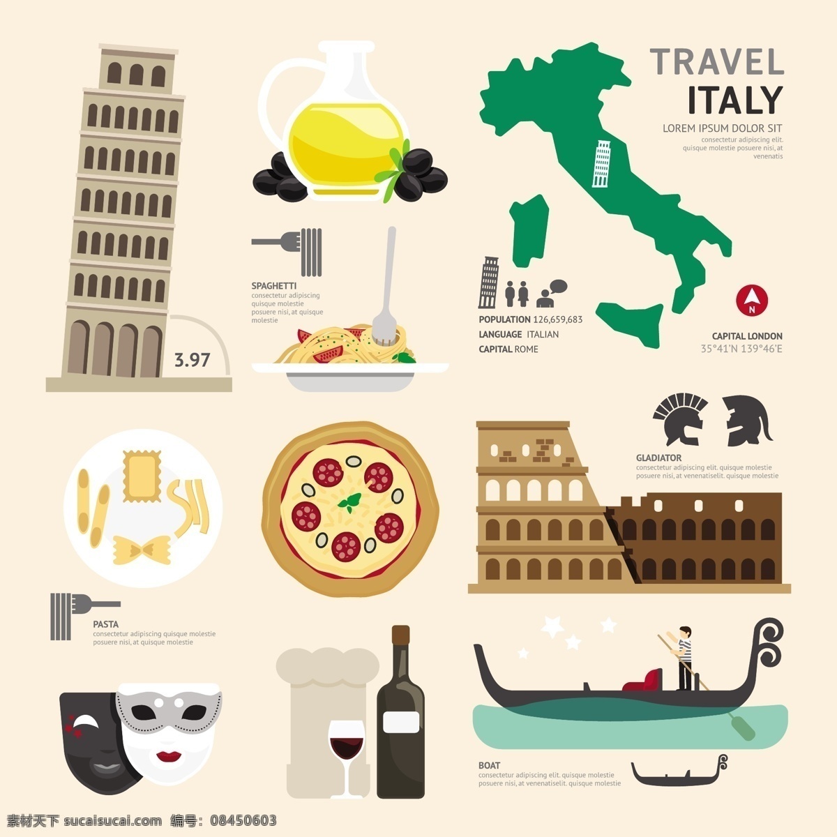 意大利 文化 元素 意大利旅游 旅行 旅游景点 著名景点 旅游图标 角斗场 比萨斜塔 橄榄油 红酒 eps格式 自然景观 人文景观
