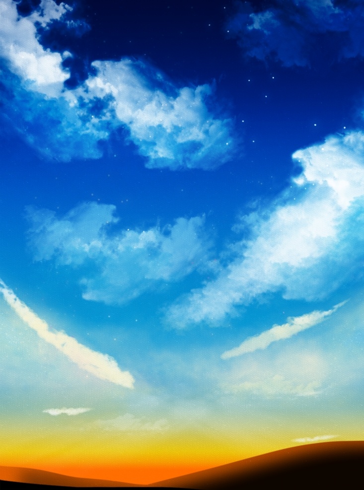 夕阳 傍晚 天空 云朵 蓝天背景 晚霞背景 夕阳背景 手绘背景 渐变背景 云朵背景 夜空背景 蓝天 背景元素 各类背景 分层 背景素材