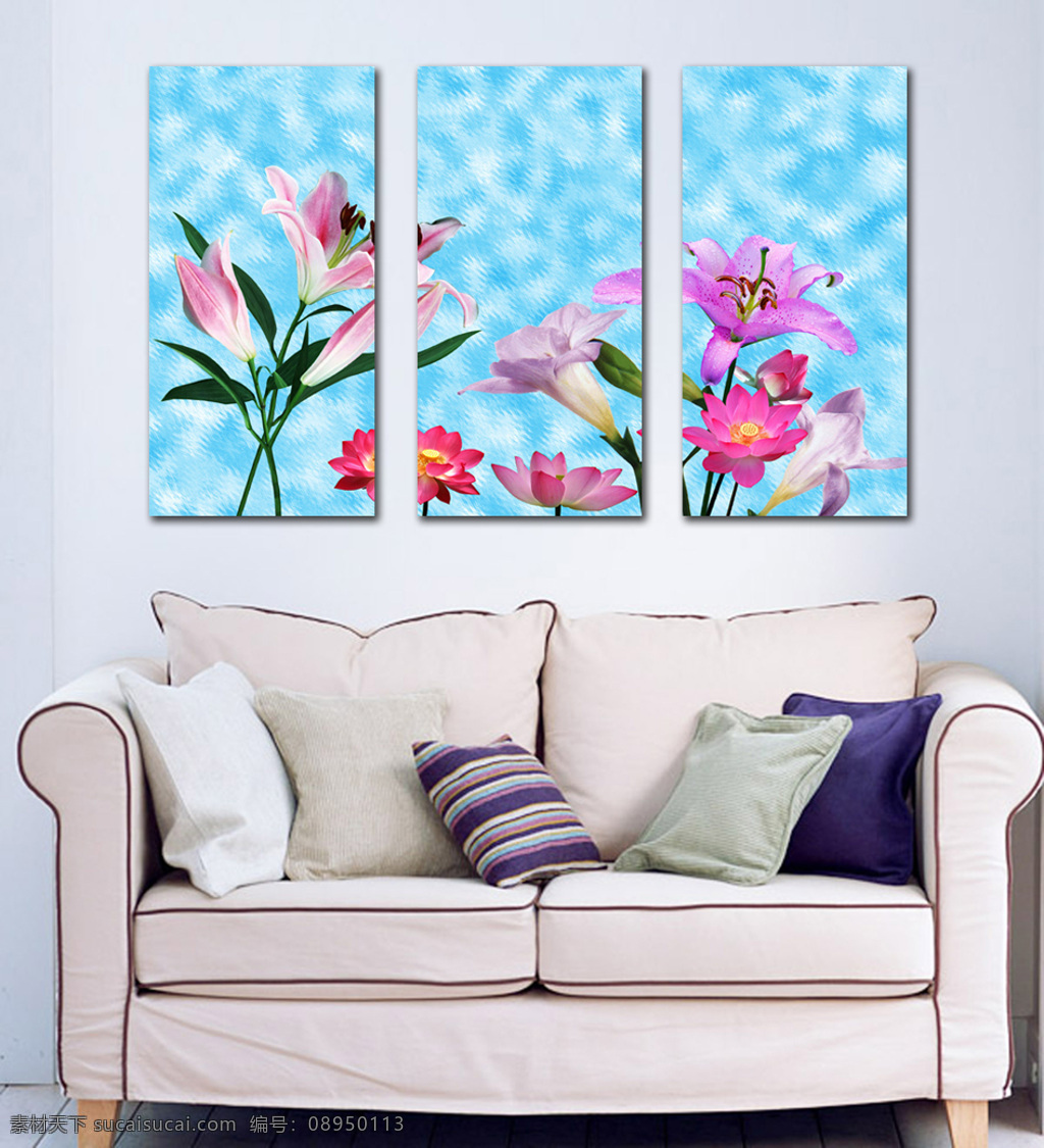 清新 花朵 三联 画 花朵三联画 菊花 国画 无 框 菊 影 国画花鸟 国画无框画 移门 屏风 隔断 挂画 壁画 壁挂 墙画 白色