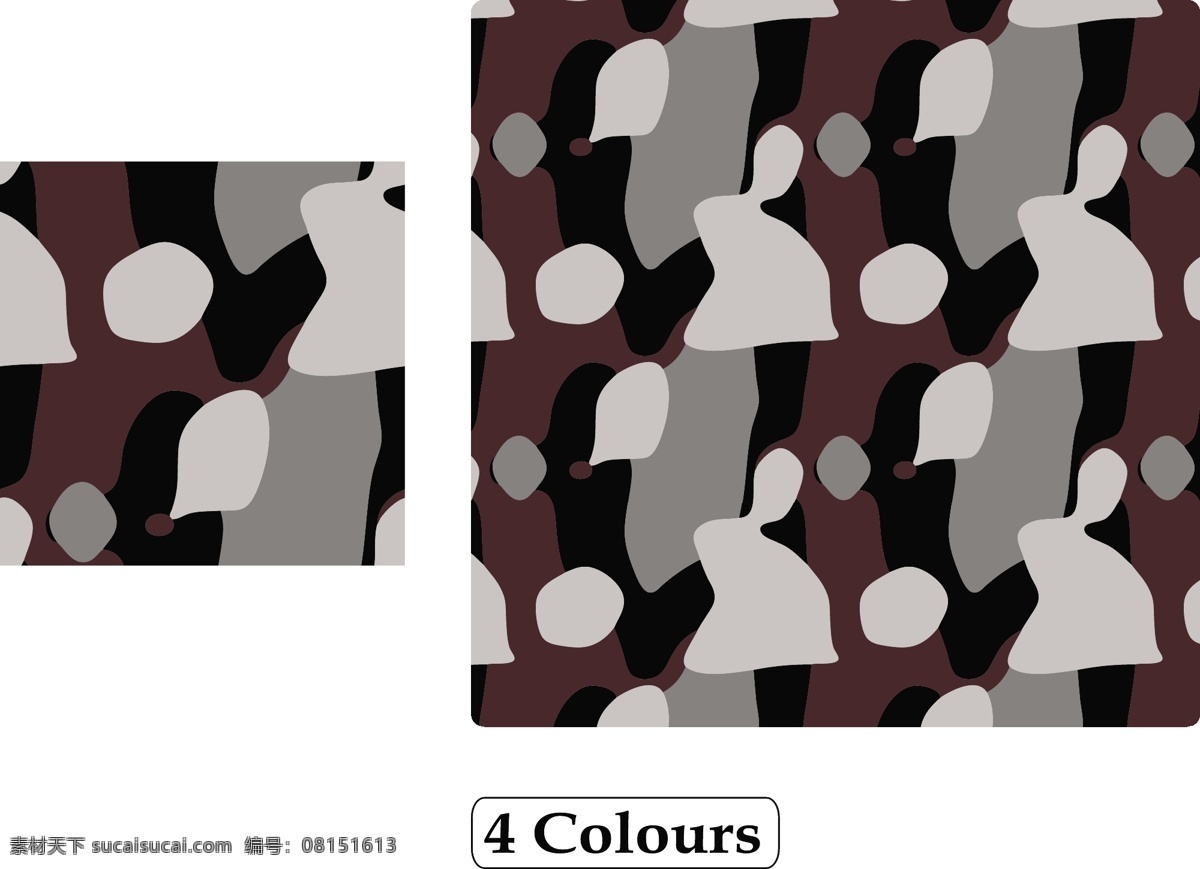 4的颜色矢量 自由 无缝 迷彩 图案 背景 矢量 矢量图 其他矢量图