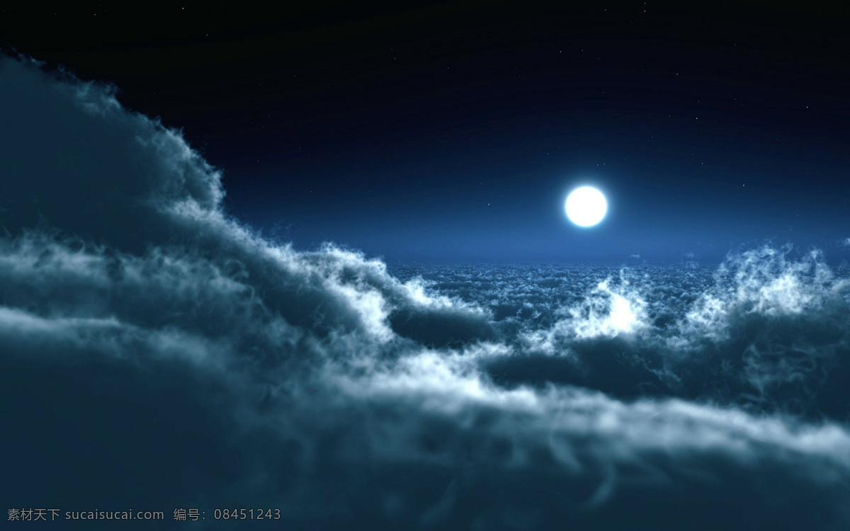 风景 天空 月亮 白云 太空 黑色